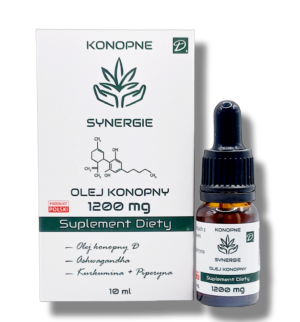 KONOPNE SYNERGIE - Suplement Diety CBDOlej Konopny 1200mg kannabinoidów + zioła + adaptogeny + terpeny